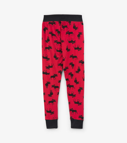 Moose on Red Women's Sleep Leggings