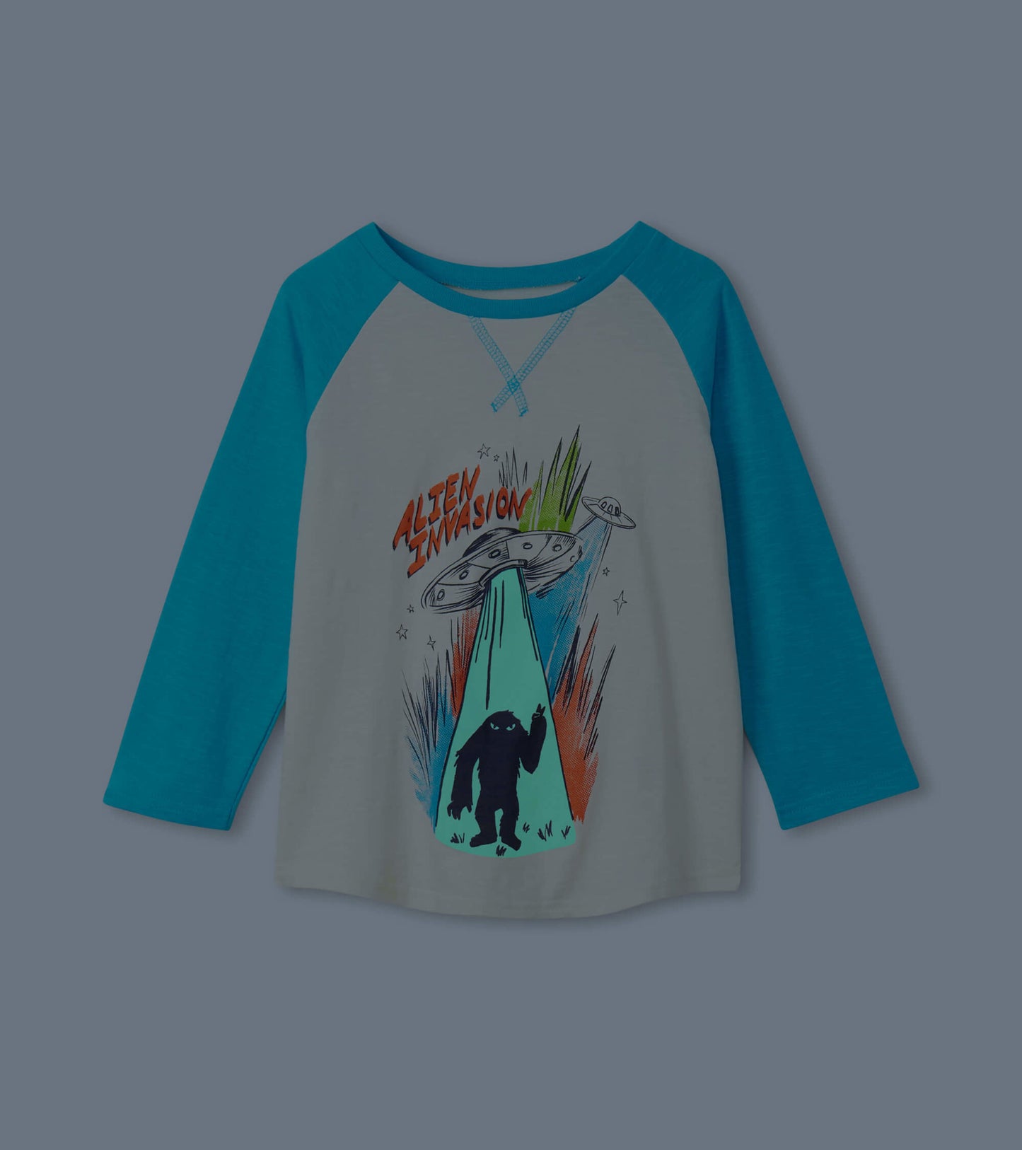 Alien Invasion Glow In The Dark raglan tee