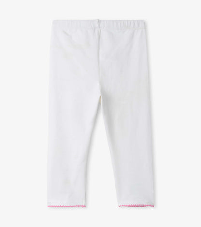 Girls White Summer Capri Leggings