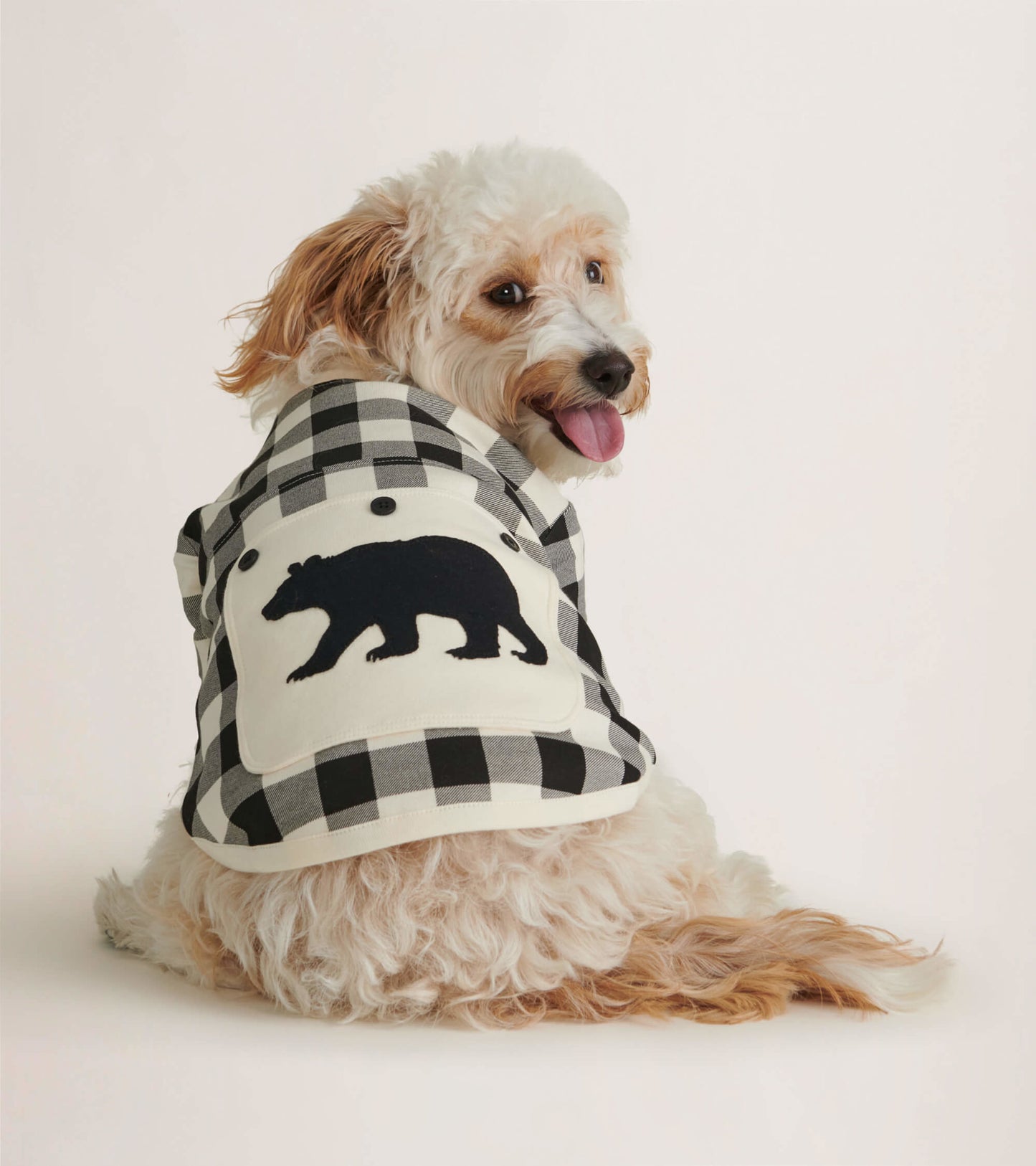 Cream Plaid Dog Tee