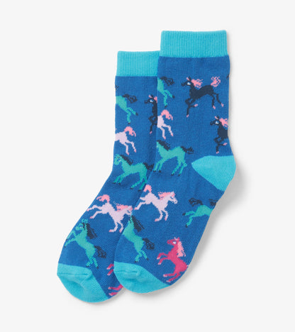 Kids Prancing Horses Crew Socks