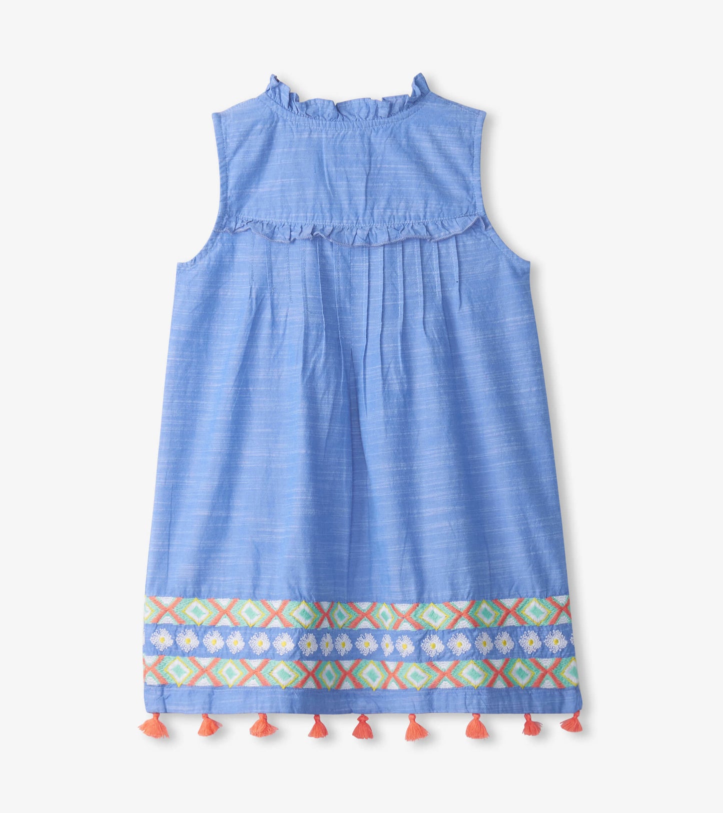 Girls Chambray Pintuck Dress