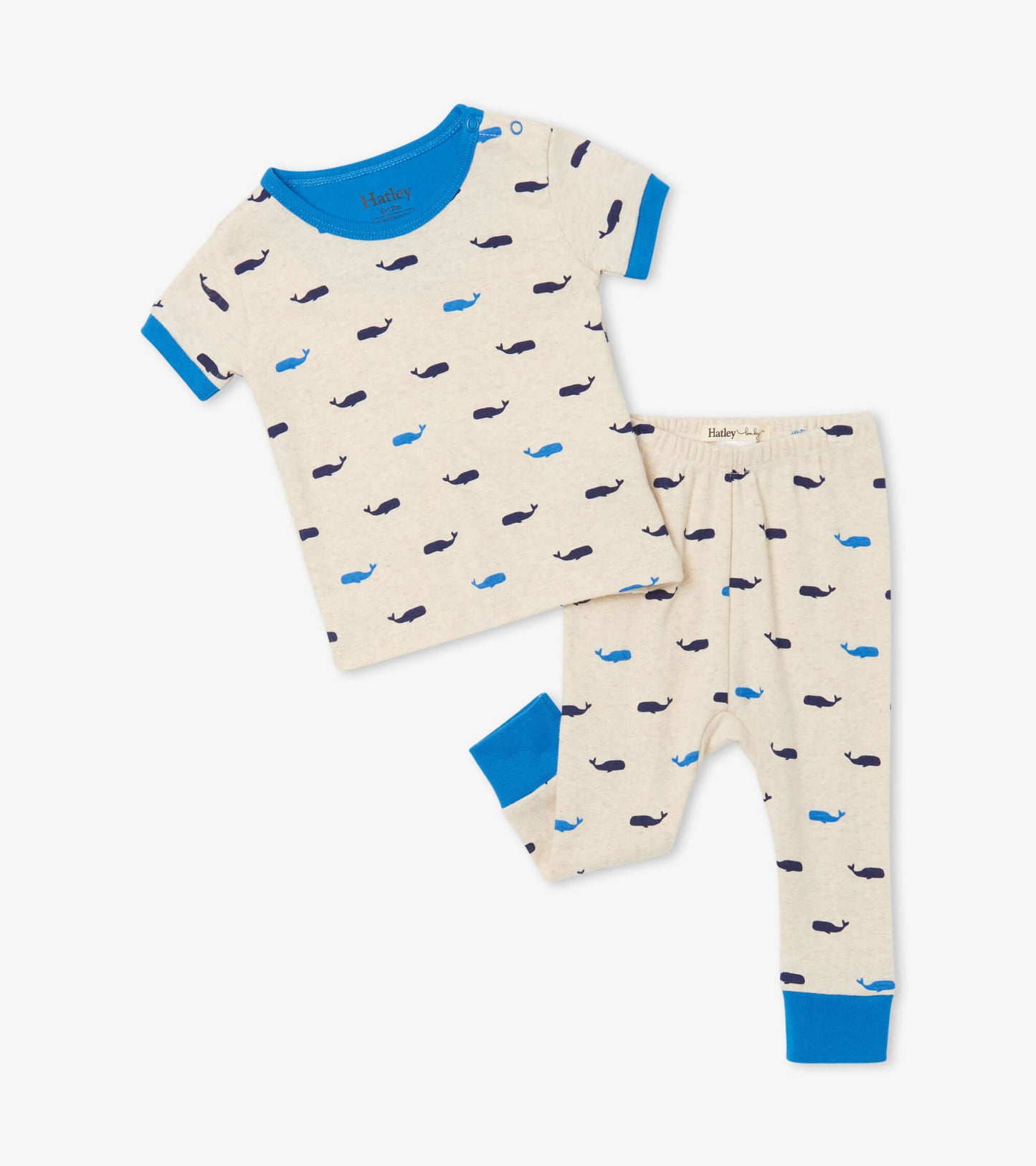 Nautical Whales Organic Cotton Baby Short Sleeve Pajama Set