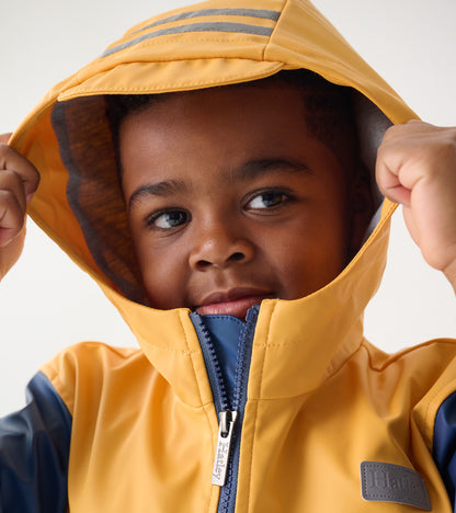 Kids Yellow & Navy Zip-Up Rain Jacket