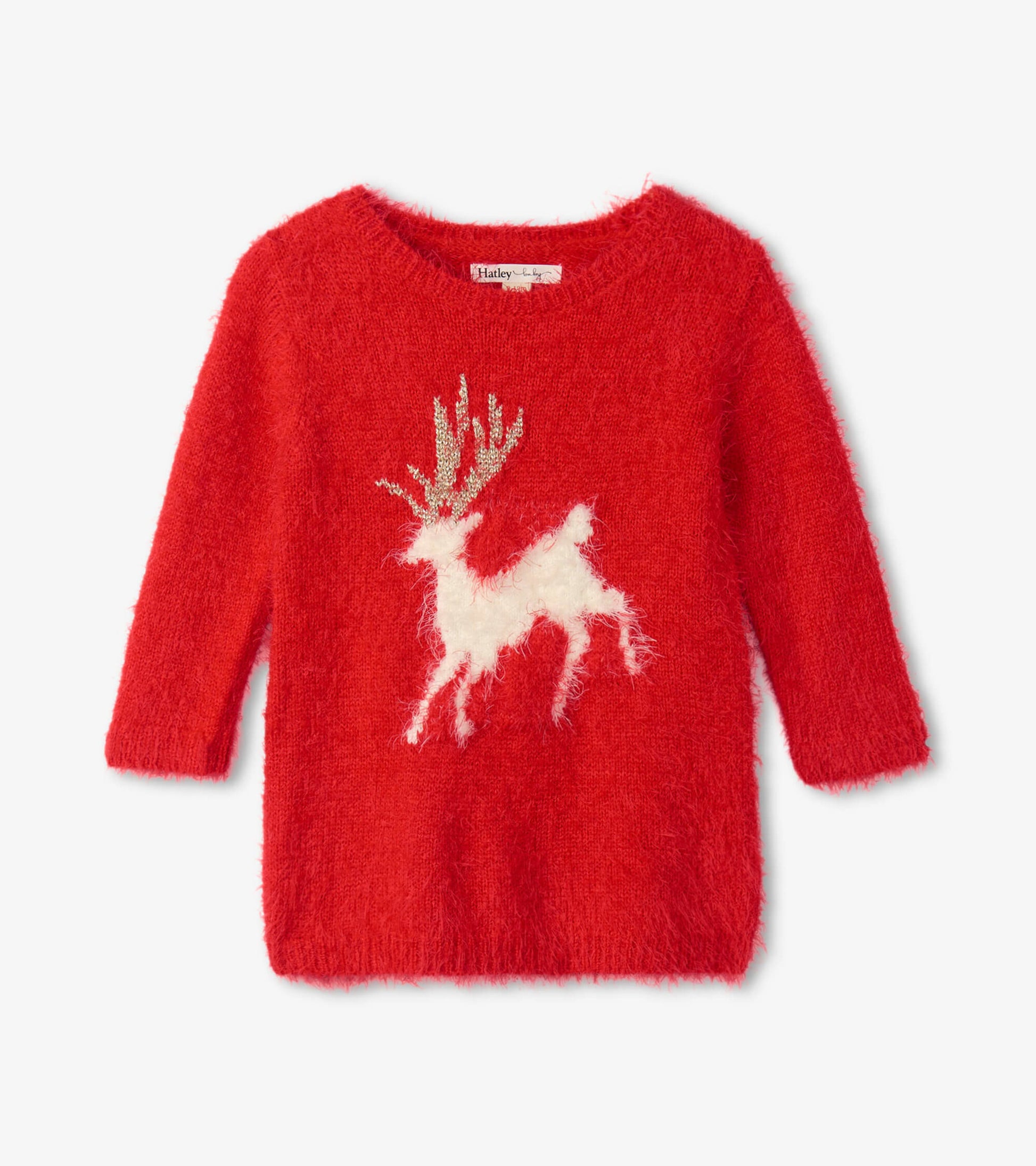 Christmas Reindeer Fuzzy Sweater Dress Christmas Reindeer Fuzzy Sweater Dress