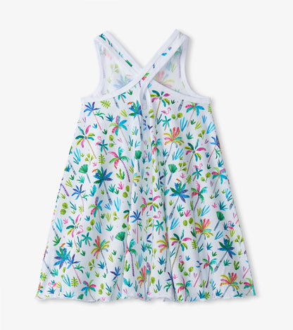 Girls Rainbow Palms Trapeze Dress