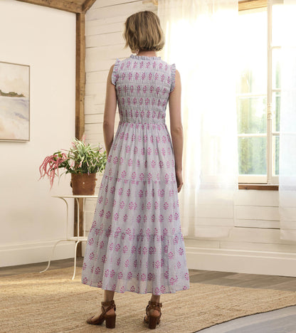 Smocked Maxi Dress - Wildflower Seersucker