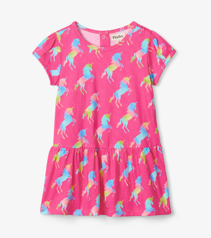 Unicorn Rainbow Toddler Gathered Dress