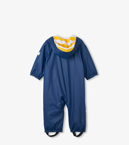 Navy Terry Lined Baby Rain Suit