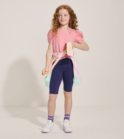 Girls Pink Sachet Twisted Sleeve Tee