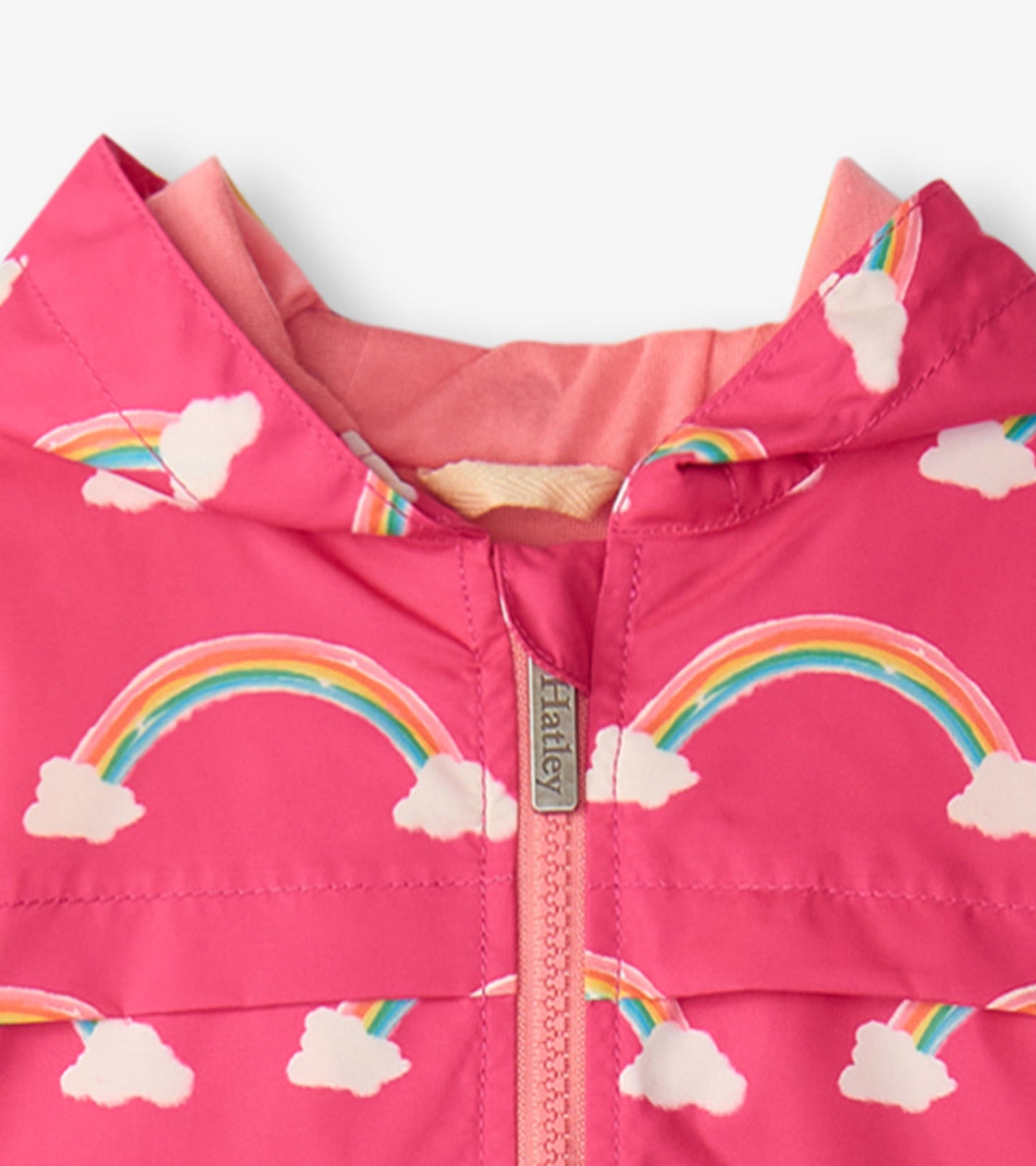 Girls Summer Rainbow Zip-Up Lightweight Rain Jacket