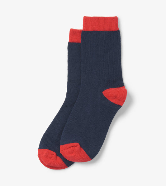 Kids Navy & Red Crew Socks