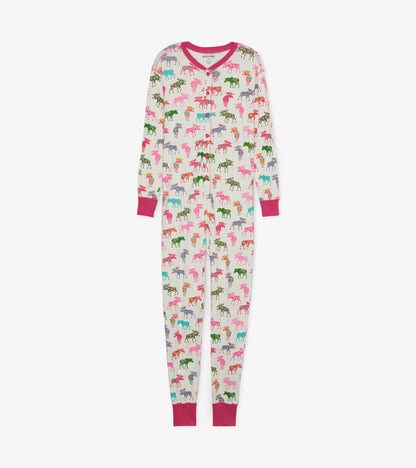 Patterned Moose Adult Onesie