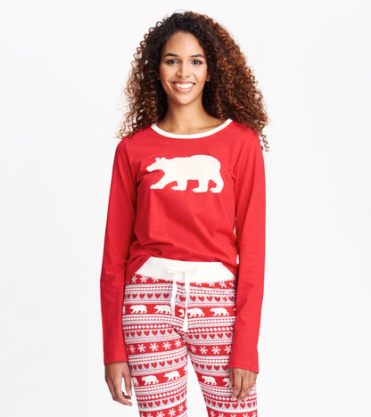 Fair Isle Bear Women's Long Sleeve Pajama Tee