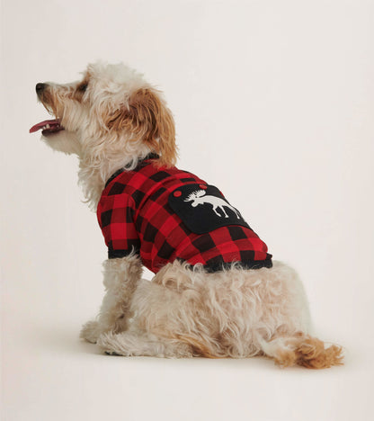 Moose On Plaid Dog Tee