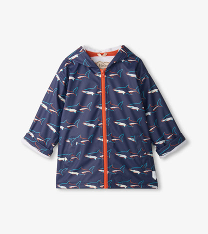 Boys Sharks Zip-Up Rain Jacket