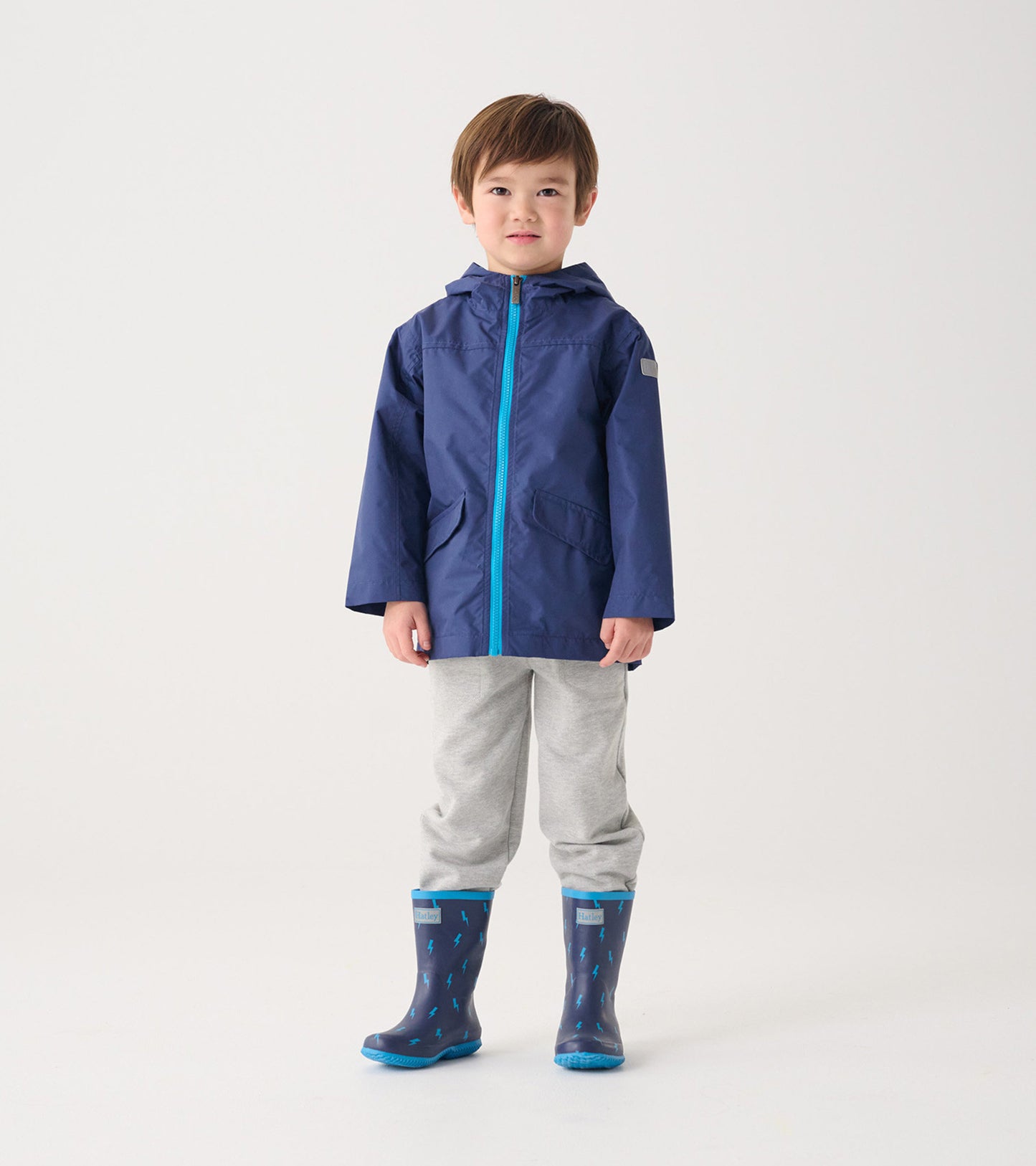 Kids Navy Zip-Up Lightweight Rain Jacket