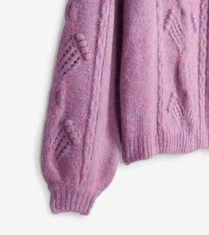 Blooming Cable Sweater - Faded Port