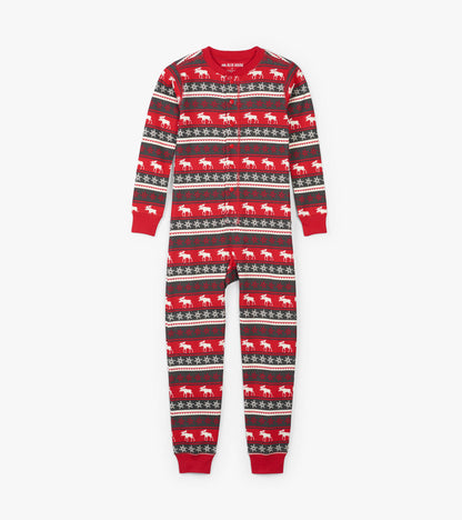 Fair Isle Moose Kids Union Suit