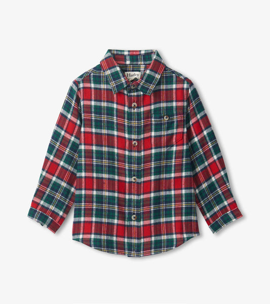 Christmas Plaid Toddler Button Down Shirt