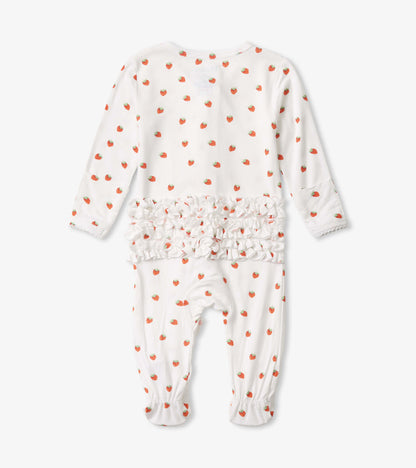 Baby Girls Ditsy Strawberries Footed Sleeper