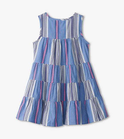 Girls Boho Stripe Tiered Dress