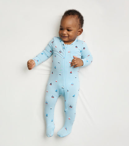 Baby Boys Tiny Sailboats Footed Sleeper