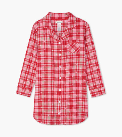 Retro Christmas Plaid Women's Flannel Nightdress