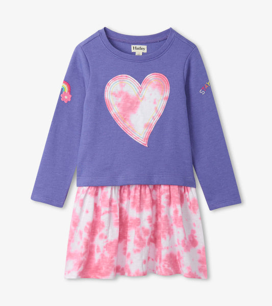 Tie Dye Heart Drop Waist Dress