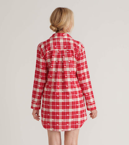 Women's Woofing Plaid Flannel Nightgown