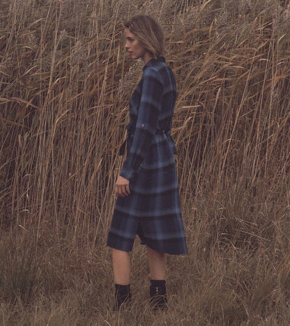 Gwen Midi Shirt Dress - Faded Plaid