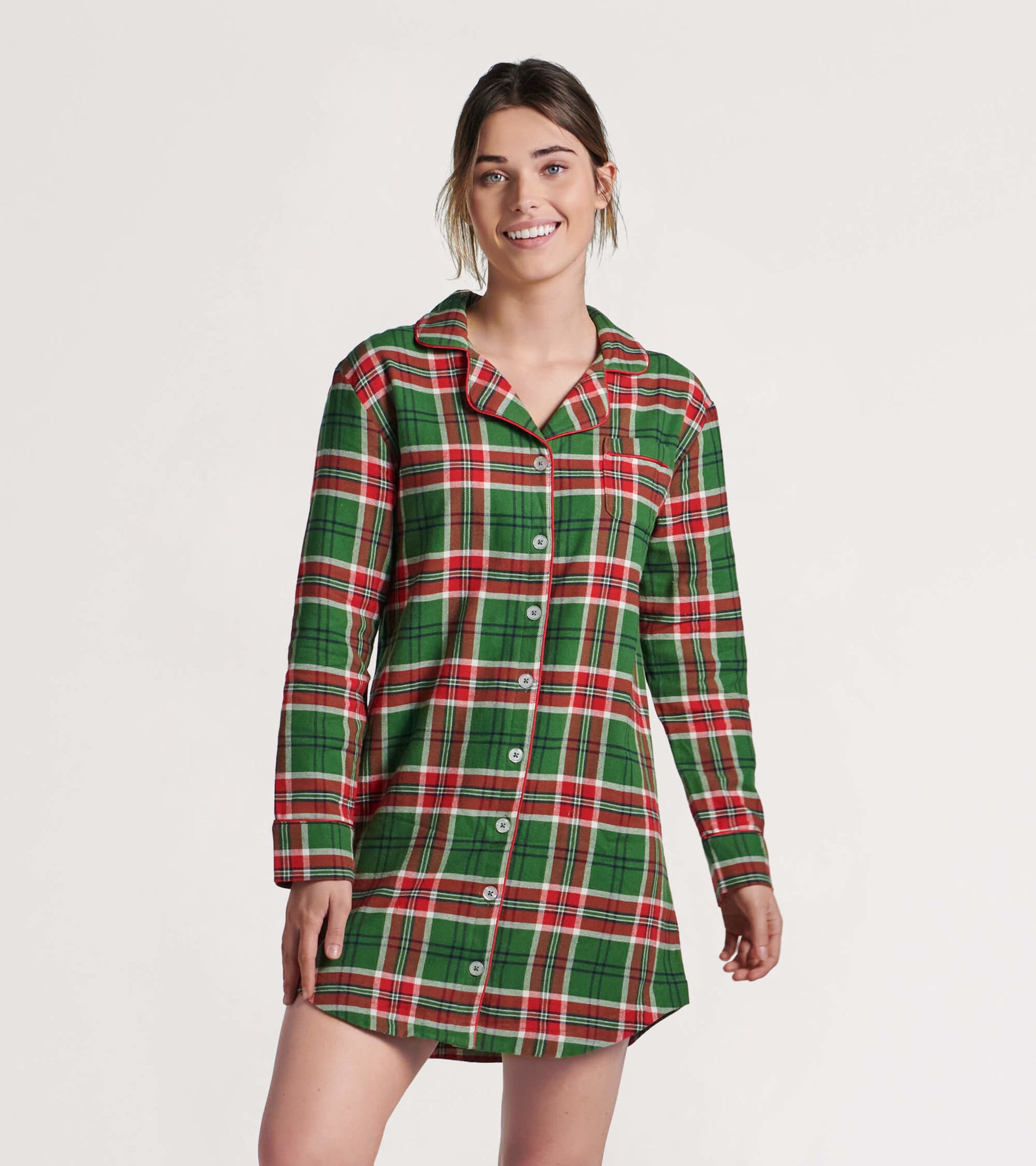 Women's Country Christmas Plaid Flannel Nightgown Women's Country Christmas Plaid Flannel Nightgown