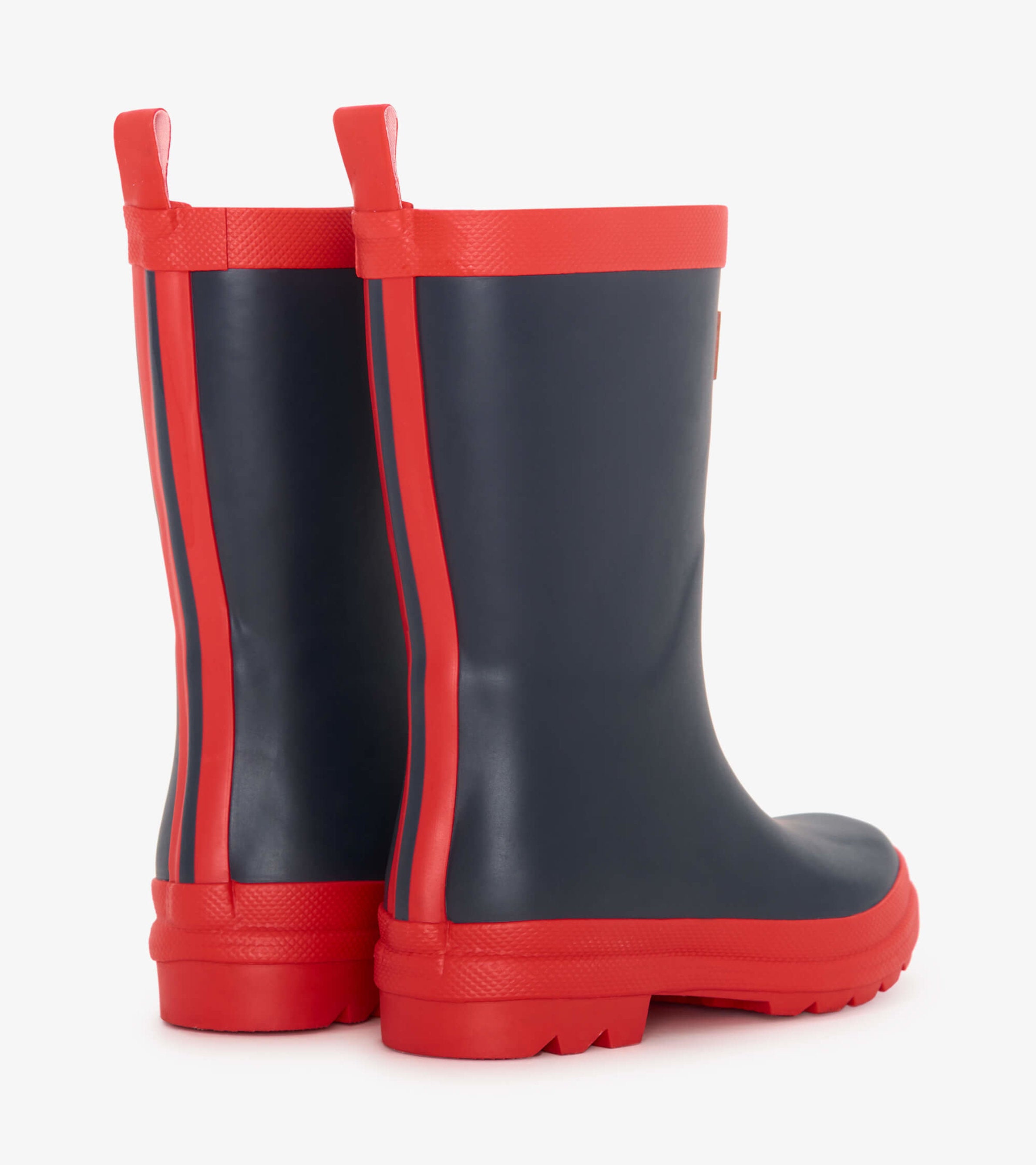 Kids Navy & Red Matte Rain Boots