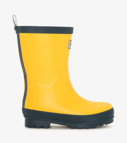 Kids Yellow & Navy Matte Rain Boots