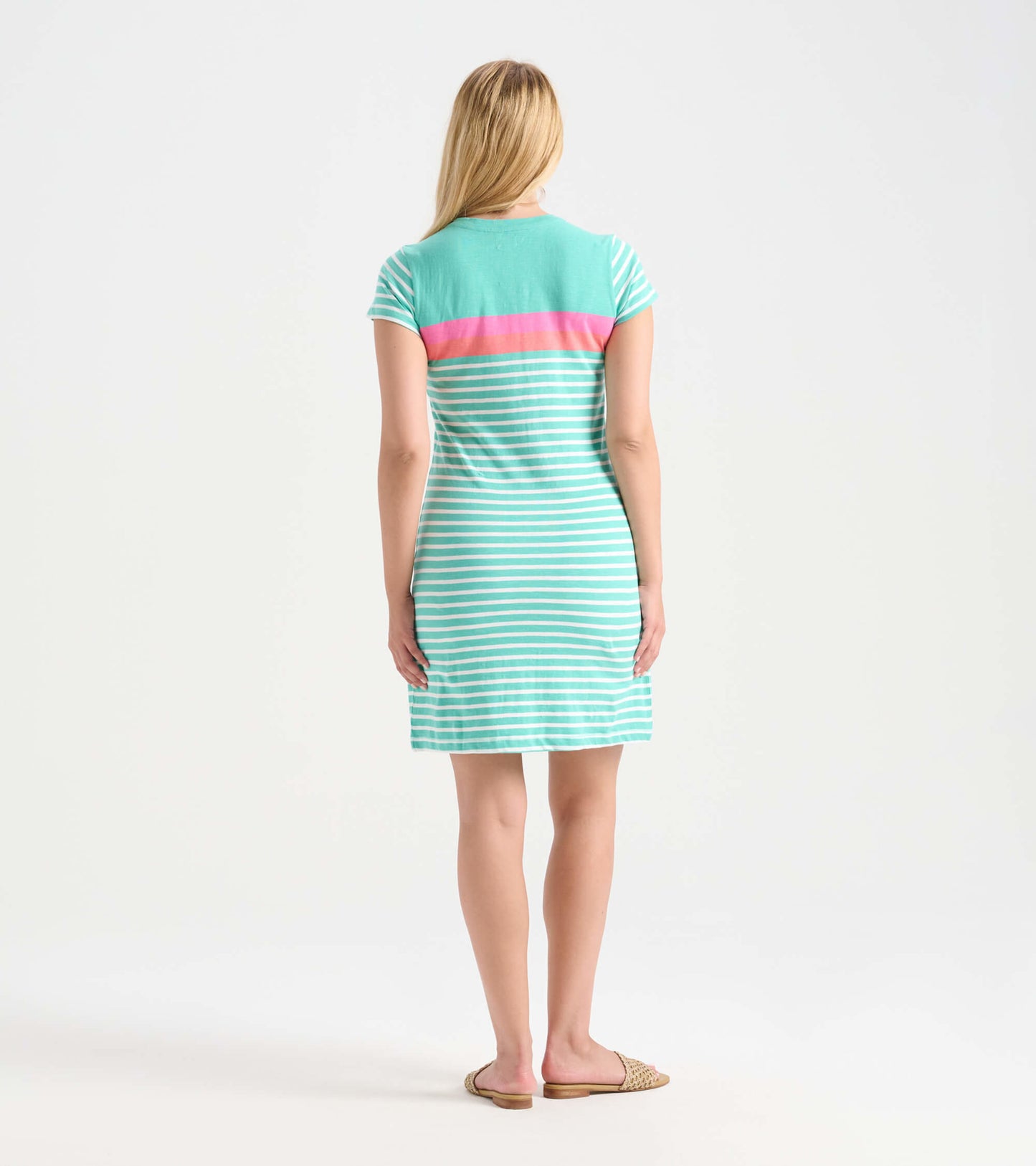 Women's Bermuda Stripes Crew Neck T-Shirt Dress