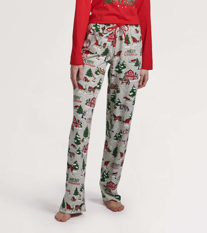 Women's Country Christmas Jersey Pajama Pants