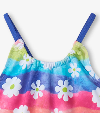 Girls Rainbow Flower Gathered Swimsuit