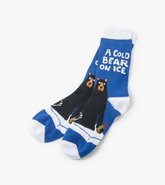 A Cold Bear on Ice Men's Crew Socks