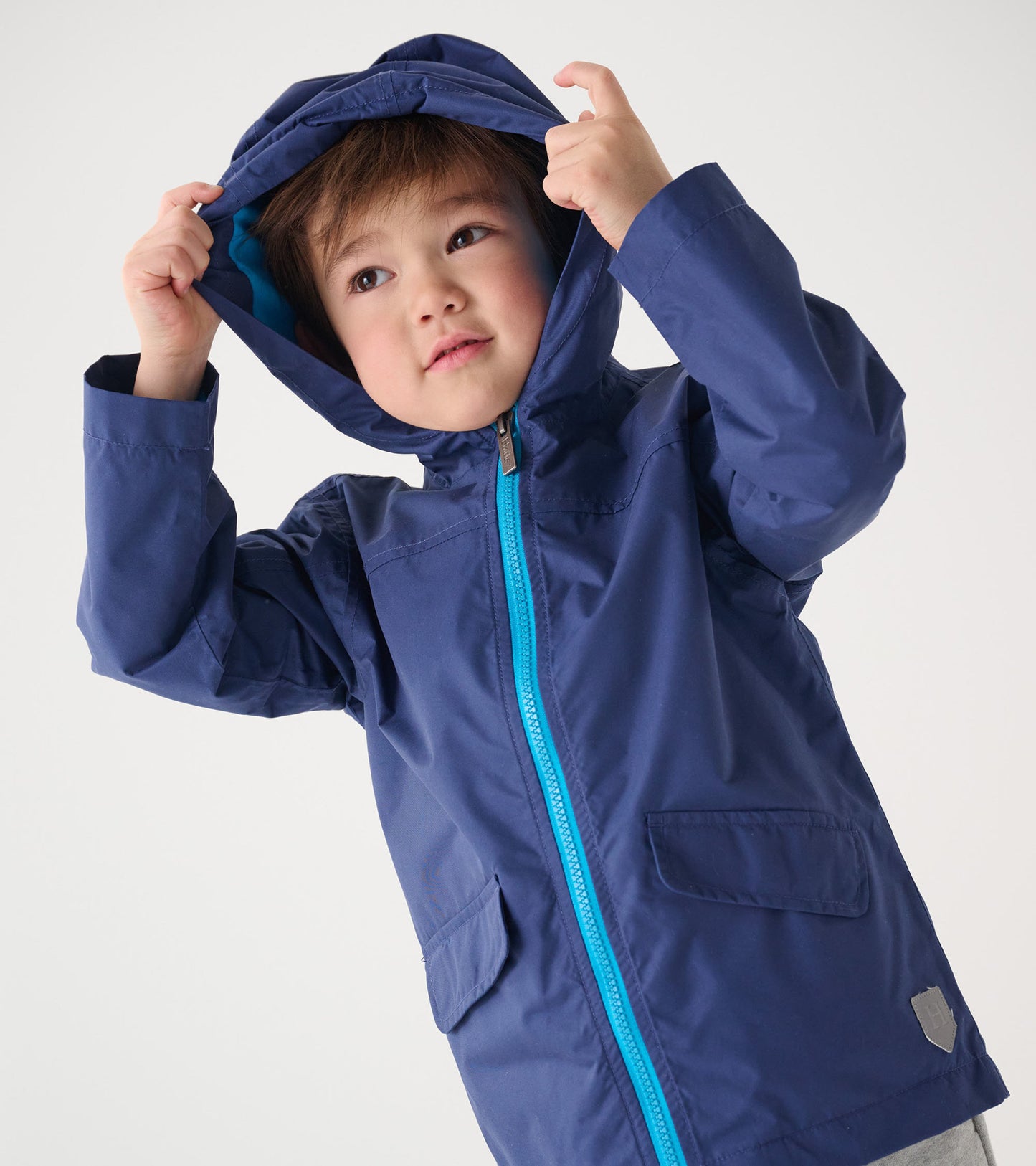 Kids Navy Zip-Up Lightweight Rain Jacket