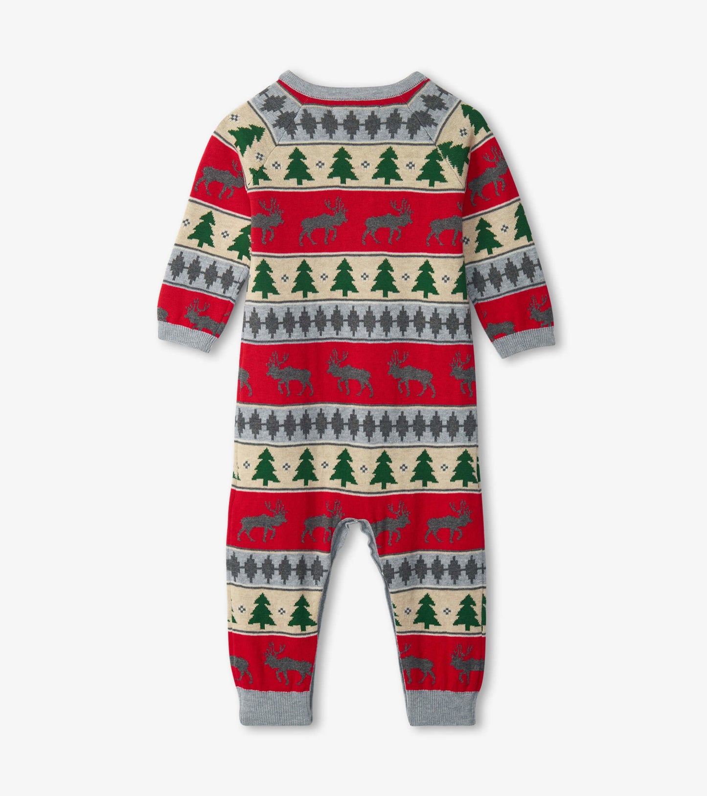 Holiday Elk Fair Isle Baby Sweater Romper