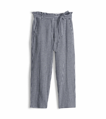 Paper Bag Pants - Navy Gingham