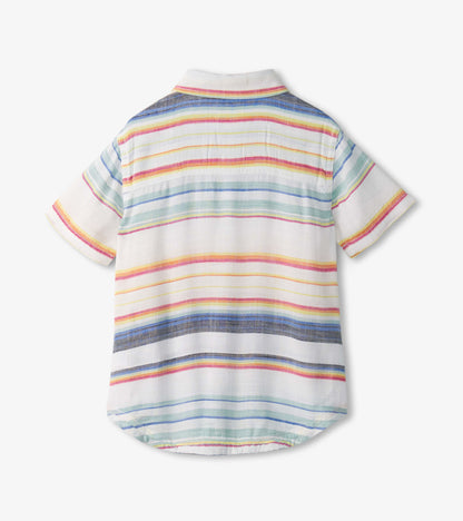 Boys Summer Stripe Short Sleeve Button Down