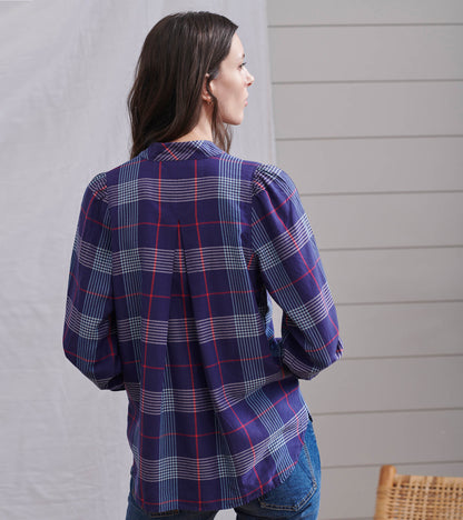 Olivia Blouse - Patriot Blue Plaid