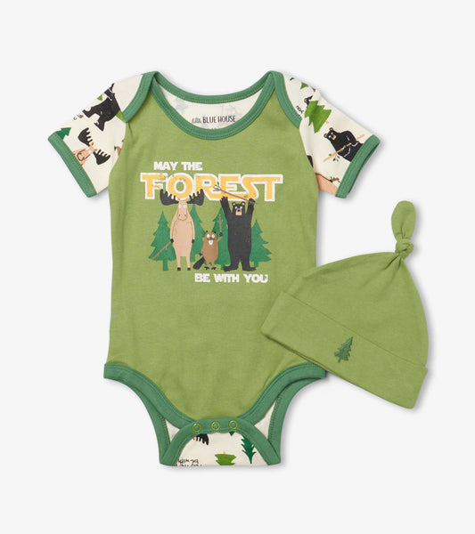 May The Forest Be With You Baby Bodysuit With Hat