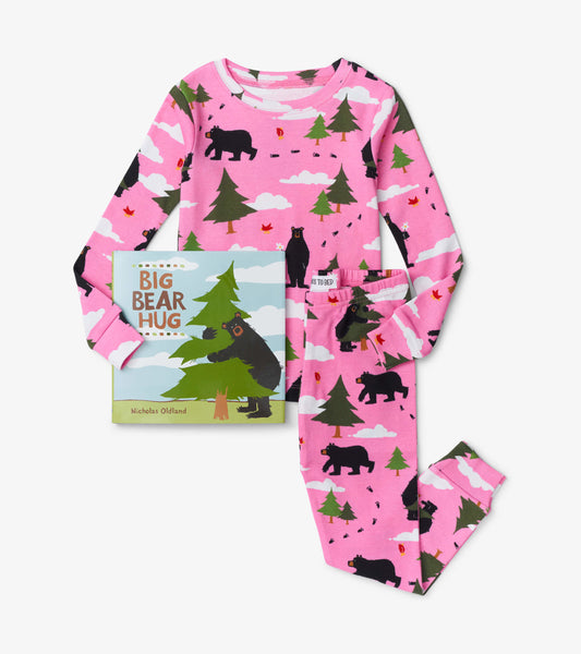 Pink Big Bear Hug Book and Pajama Set