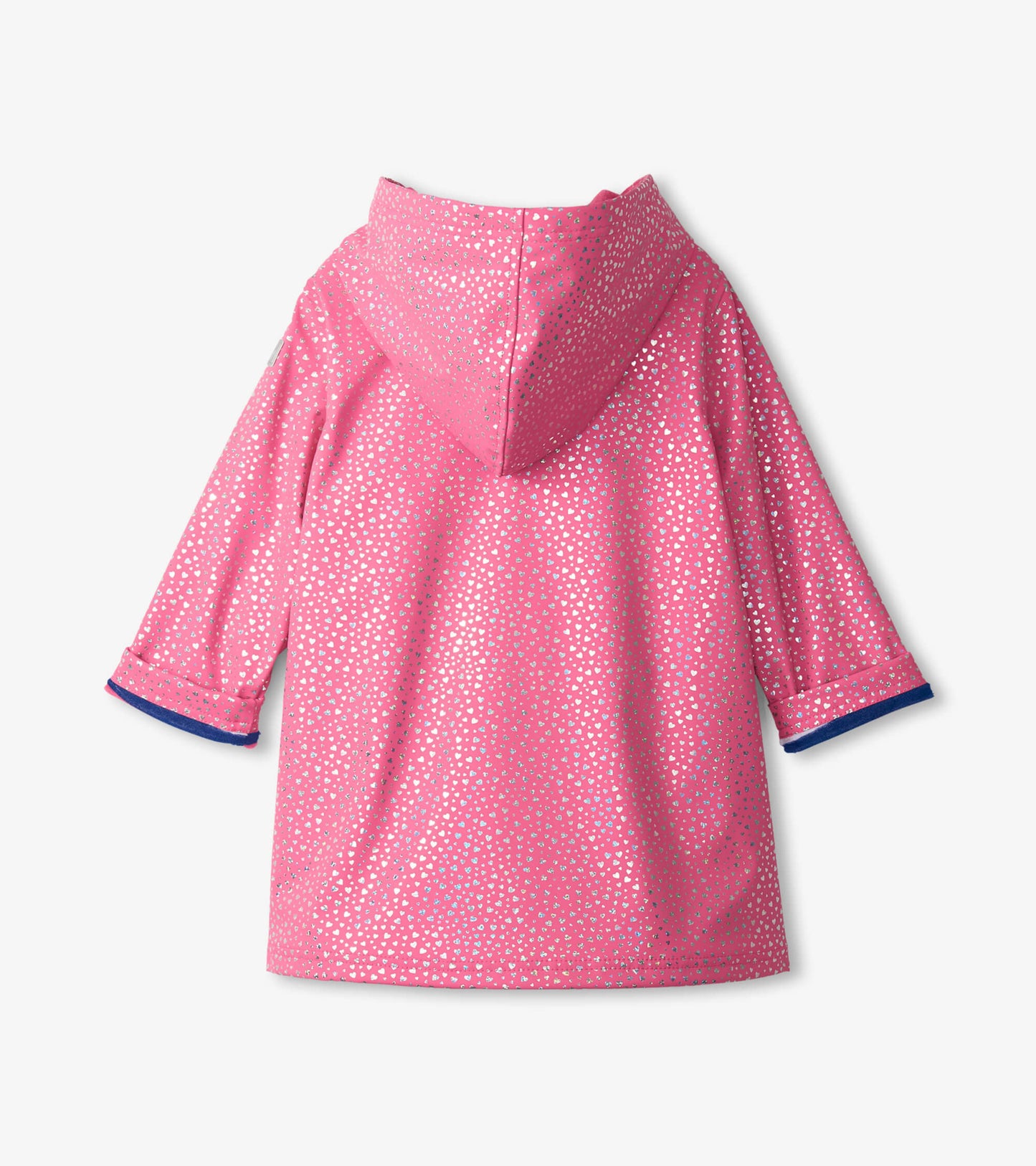 Girls Glitter Hearts Button-Up Rain Jacket