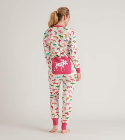 Patterned Moose Adult Onesie