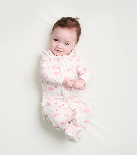 Baby Girls Pink Starry Night Footed Sleeper