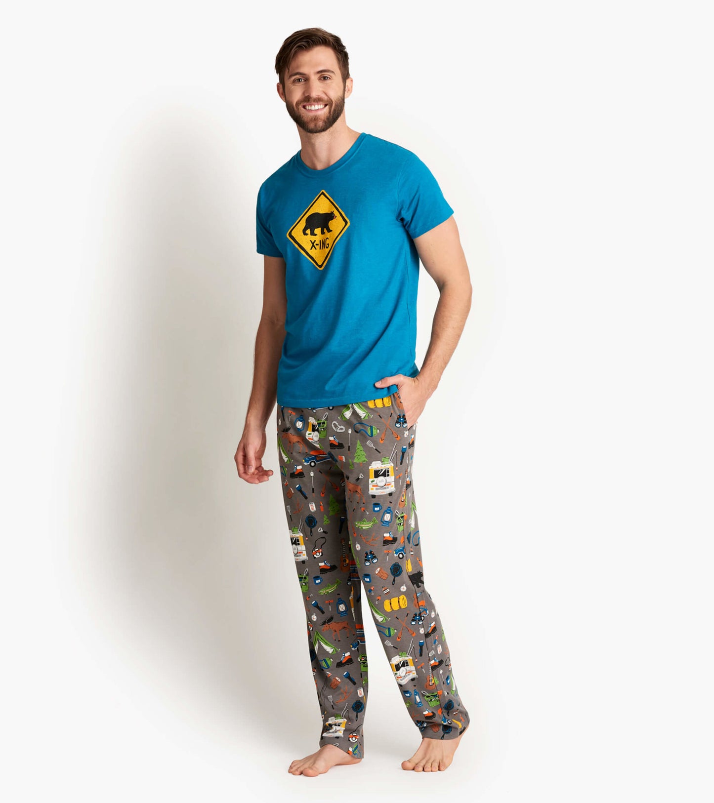 Retro Camping Men's Jersey Pajama Pants