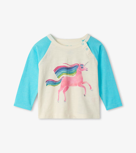 Rainbow Unicorn Raglan Baby Tee